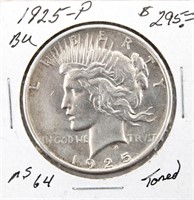 1925-P Silver Peace Dollar Coin BU Toned