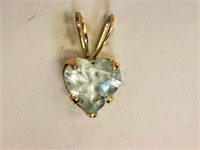 10kt Yellow Gold Aquamarine Heart-shaped Pendant