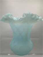 Fenton blue diamond quilted vase