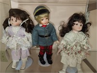 3 Vintage 12" Dolls on Stands