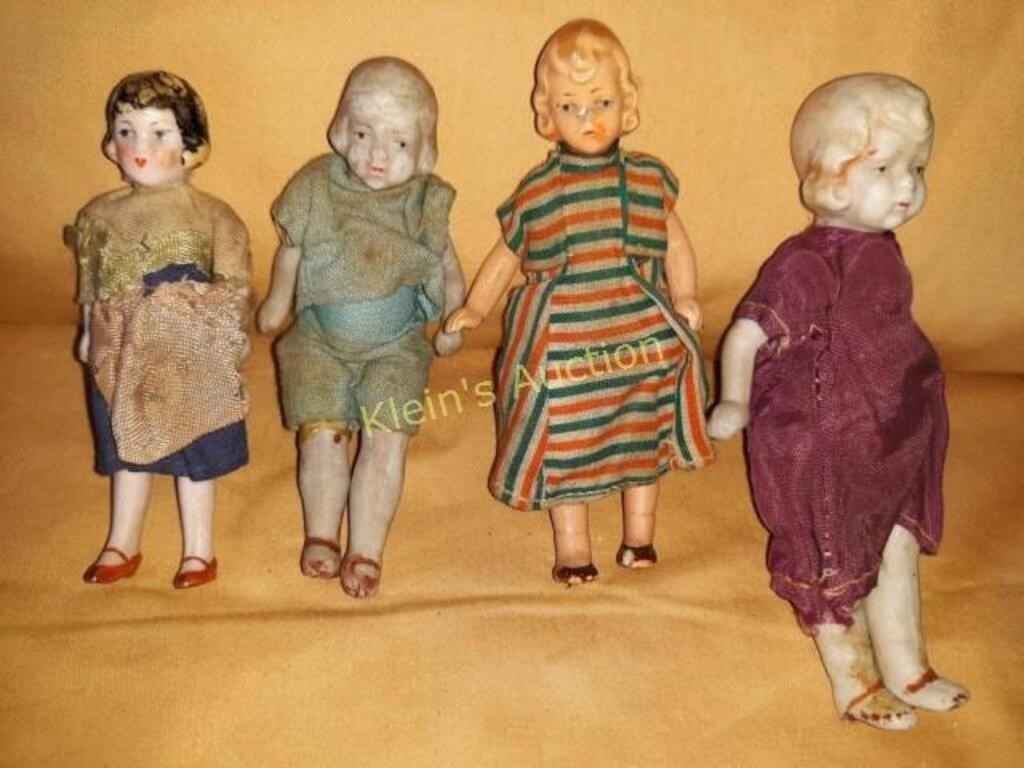 Bisque/Porcelain antique Dolls Jointed Lot Of 4