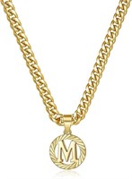 14k Gold-pl. Initial "m" Cuban Chain Necklace