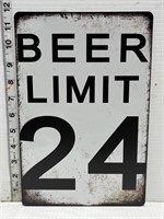 Metal sign- Beer limit 24