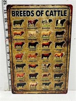 Metal sign- Breeds of cattle