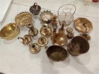 Brass?/brass colored candlestick holders,