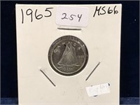 1965 Can Silver Ten Cent Piece  MS66
