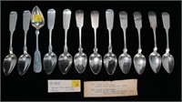 12-Coin Silver tea spoons - Harris, Stainwood & Co