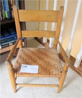 Antique child's chair with hickory splint seat