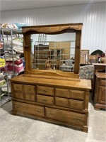 Dresser with mirror 64” wide 73” tall 29” deep