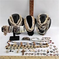 Cream Costume Jewelry Lot: Necklaces, Earrings,