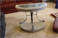 Wood & Metal Modern Decorator Table w/Glass Insert