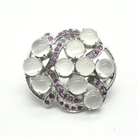 Silver Ruby Moonstone(12.05ct) Brooch Pendant