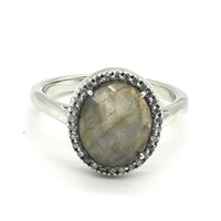 Silver Labradorite Cz(4.1ct) Ring