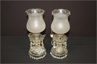 A pair of Boudoir glass lamps