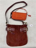 COACH ORANGE WRISTLET & COACH SUEDE PURSE