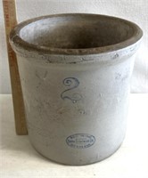 2 gal. Redwing stoneware crock wing faded