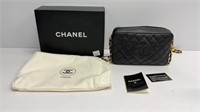 Authentic Chanel black Caviar Diamond CC bag with