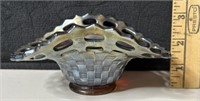 Fenton Carnival Glass Basket Weave Lace Edge