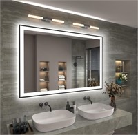 48x32 Framed LED Lighted Bathroom Mirror,