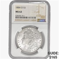 1884-O Morgan Silver Dollar NGC MS62