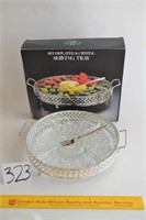 Silver-plated & Crystal Serving Tray w/Box