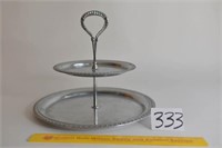 Two Tiered Handled Serving Tray, Bottom marked