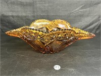 VTG Amber Glass Nepoleon Hat Wheatanware