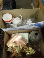 (2) Boxes w/ Teapot, Mailbox Decor, Sugar Bowl,