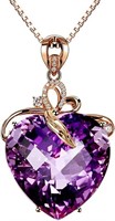 Rose Gold-pl Heart 16.40ct  Amethyst Love Necklace