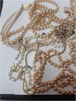 Lot of Pearlish Necklaces, Ring, Hair Barrette