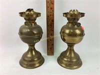 (2) brass oil lamps