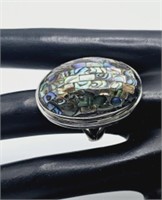 Sterling Silver Domed Oval Abalone Ring