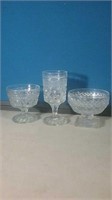 Large group of many pieces of pattern glass in
