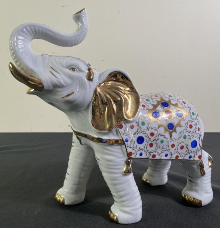 Hand Painted Ceramic Elephant Figurine