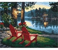 Paint by Number for Adults. DIY Lake Acrylic