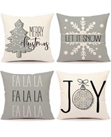 4TH Emotion Gray Christmas Pillow Covers 18x18