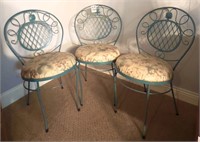 Set of Three Metal Chairs with Grapevine Theme
