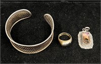 Sterling Silver Bracelet, Ring & Necklace Pendant