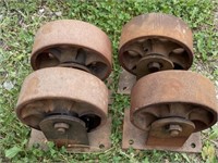 Set of large steel dolly wheels
