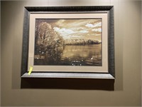 Framed Wall Hanging Picture of a Lake Horizon