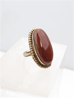 925 Sterling Silver & Agate Stone Ring, Size 7.5