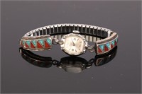 GOLD FILLED & STERLING NATIVE AMERICAN WATCH BAND