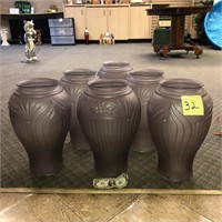 6 purple vases