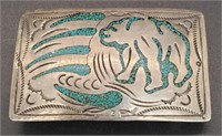 (XX) Inlaid Turquoise Sterling Silver Bear Belt