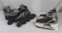 A pair of roller skates size9 and ice skates