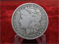 1901S -Morgan Silver dollar US coin.