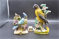 Chalkware birds Blue Jay and Oriole
