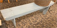 Antique Blue Painted Mortised Porch Bench