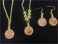 Lincoln Cent Necklace, Bracelet, & Earrings