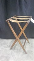 ANTIQUE OAK WITH LEATHER LUGGAGE RACK
